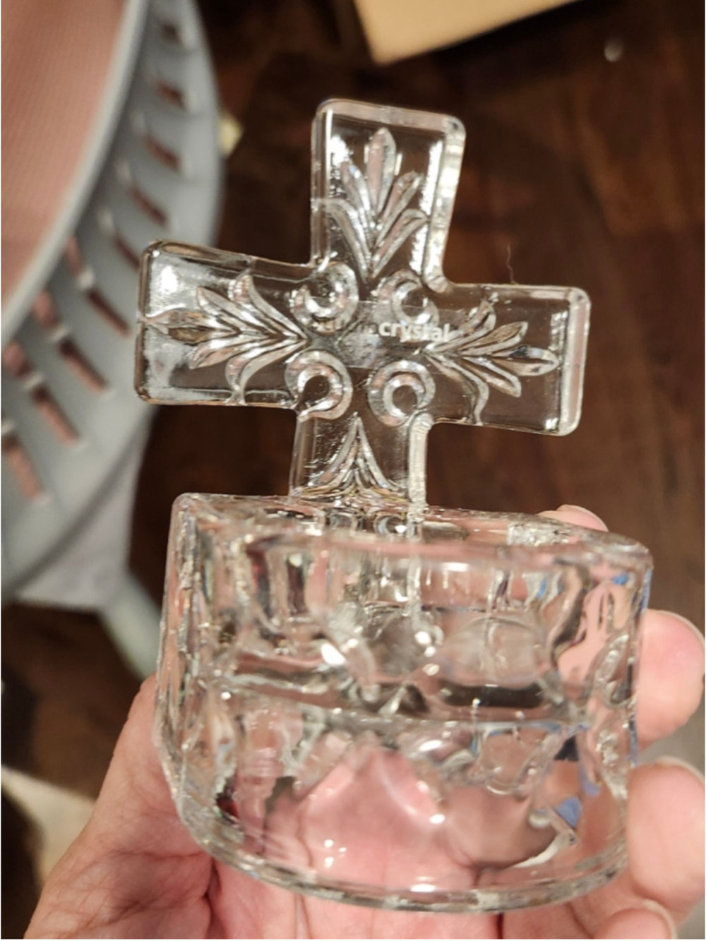 1990s Studio Crystal Cross Votive Candle Holder Set of Two
